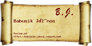 Babusik János névjegykártya